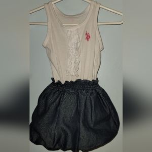 US Polo Dress white tank top with ruffled Denim balloon skirt 18 m